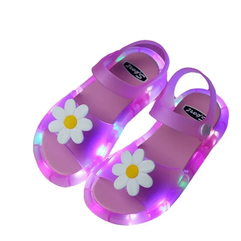 Kinderen Lichtgevende Sandalen Cartoon Schattige Mode Sandalen Eenhoorn Lichtgevende Sandalen Schattige Cartoon Kristallen Schoenen