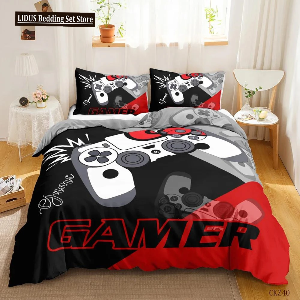 

Game Duvet Cover Set Game Contoller Comforter Cover For Kids Boys Teens Player Game Double Queen King Size Polyester Bedding Set