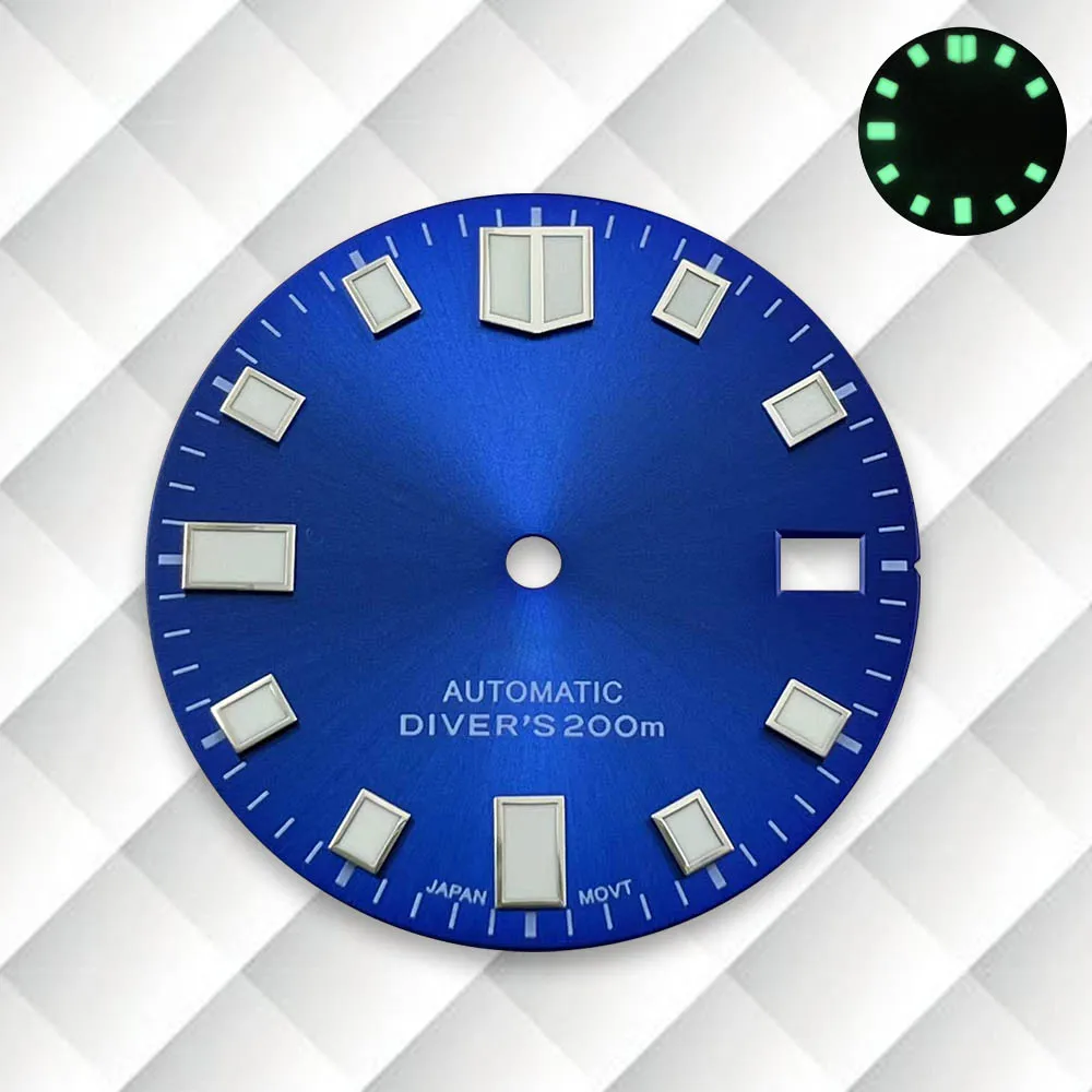 28.5mm S Logo Sunray Dial Green Luminous Fit NH35/NH36/4R/7S Movement Diving High-Quality Watch Modification Accessories