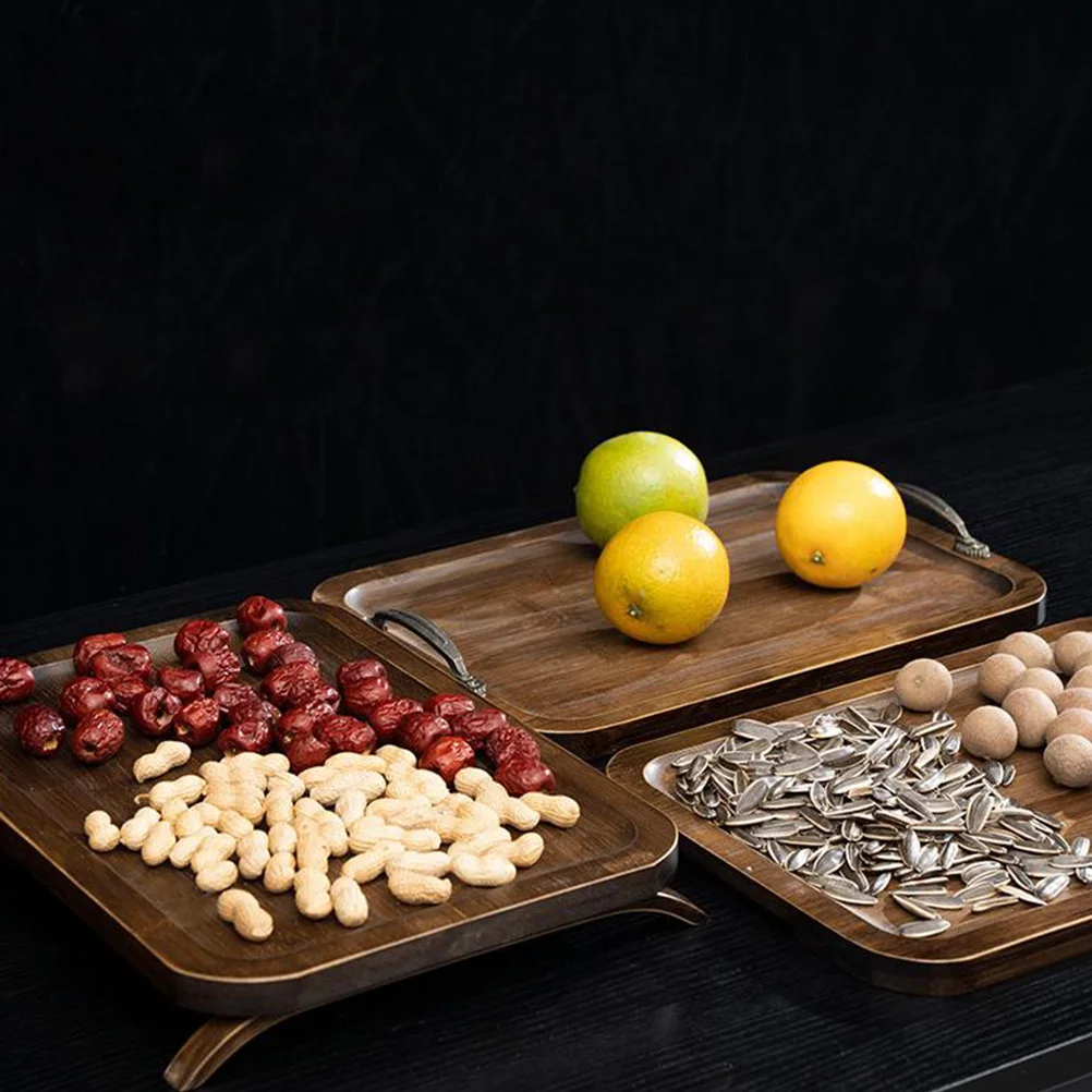 

Bamboo Tray Trays Coffee Serving with Handles Tea Large Decorate Portable Snack Platters