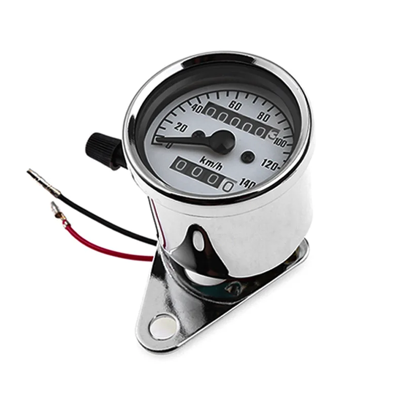 Motorcycle Speedometer Dual Odometer 65mm Stainless Universal Retro Motorcycle Retrofit Dual Mileage Code Meter 140kmh