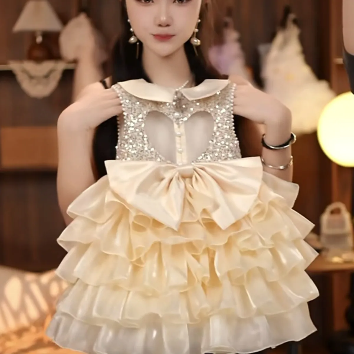 Girls' Dress Summer Children's New Cake Fashionable Baby Princess Super Fairy Birthday Dress