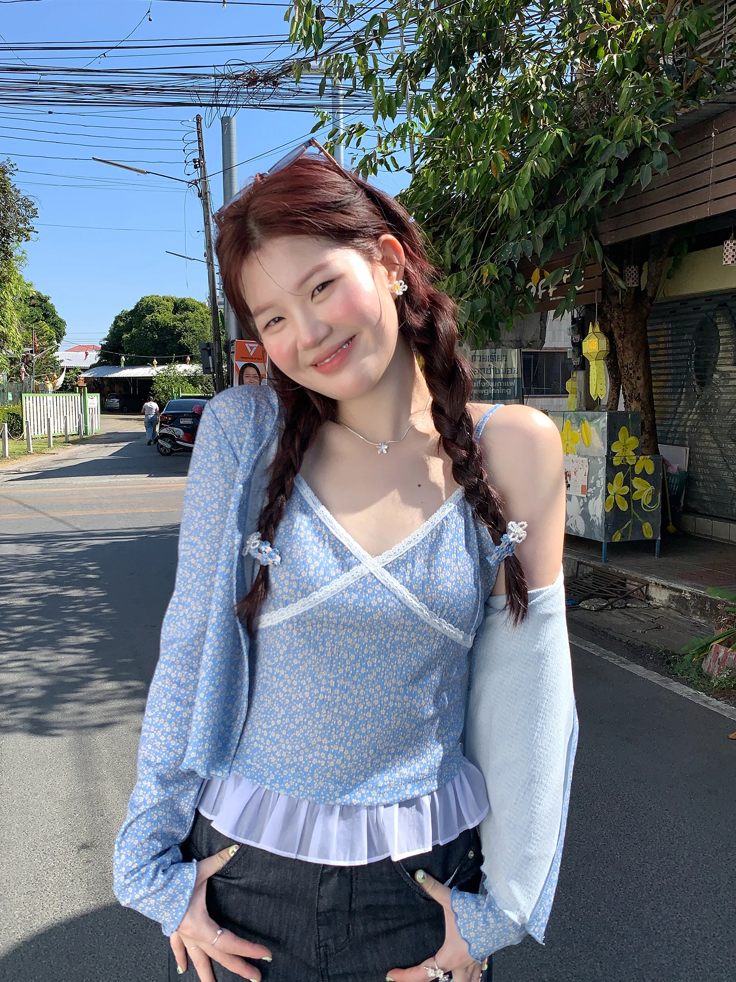 

Floral Print ter Ne Cardigan Women's Summer Vaion Sle Top And Bot Set Long Sve Lace Detail Spring Faion