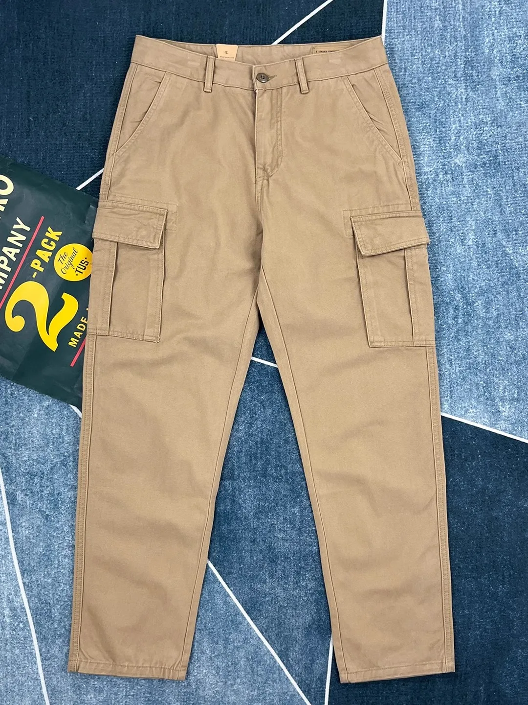 Spring Autumn New American Rerto Heavyweight Woven Cargo Pants Men's 100% Cotton Washed Straight Casual Multi Pocket Trousers