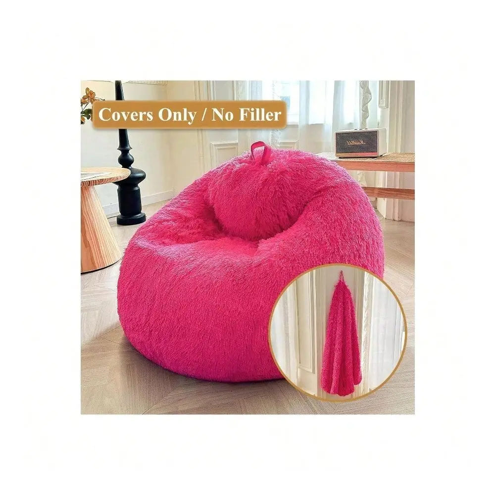 Plush Bean Bag Chair Cover Filling Not Included Washable, UltraSoft Faux Fur Storage Bean Bag Cover Large, Fluffy Bean Bag Chai