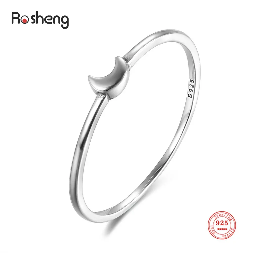 

925 Sterling Silver Minimalist Moon Tiny Joints Finger Ring for Fashion Women Party Birthday Gift