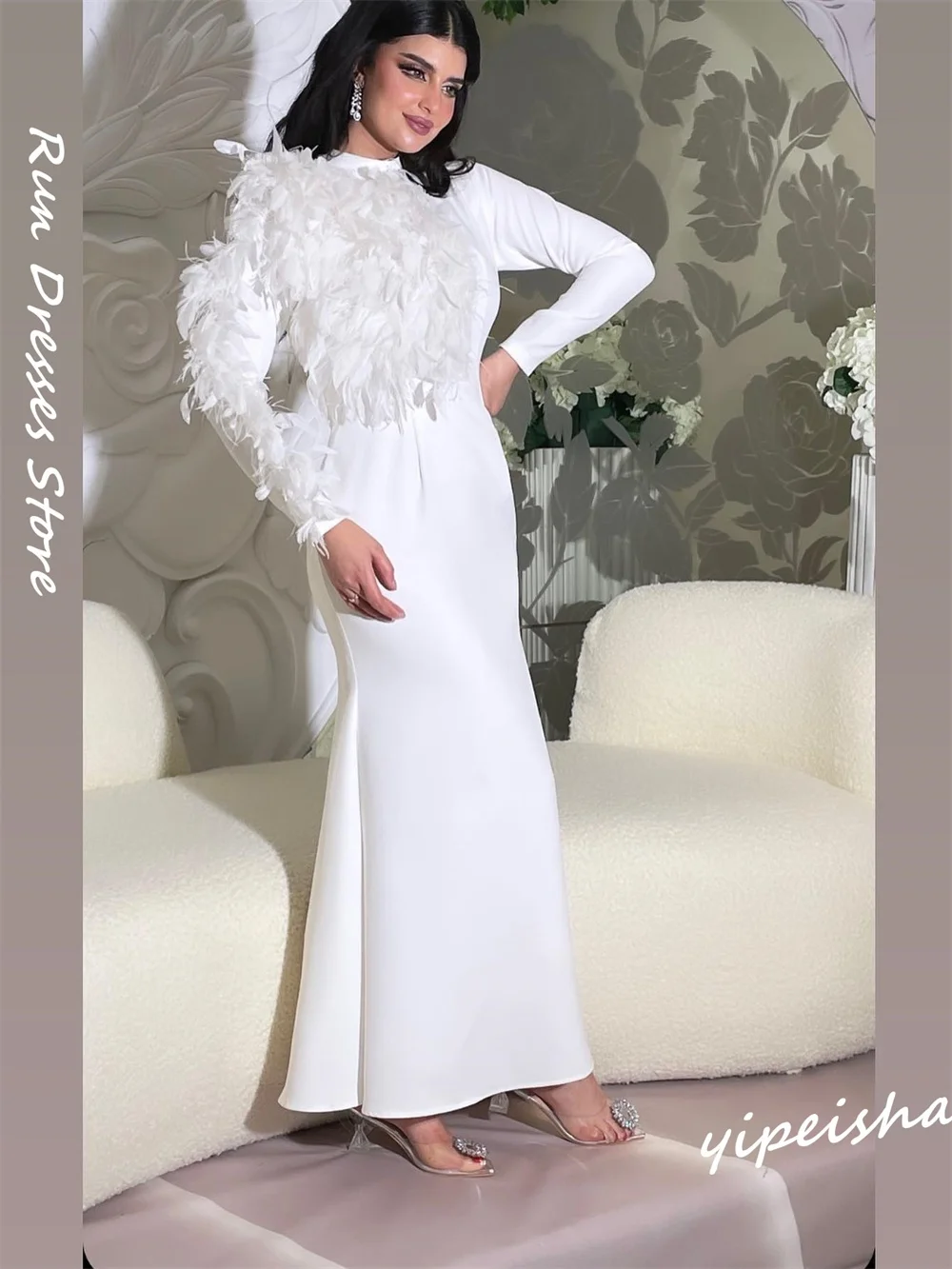Customized Prom Simple High Collar Spaghetti Anke Length Dresses Vertically s Formal Occasion Gown فساتين الحفلات سهره سعوديه
