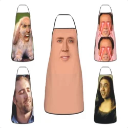 Nicolas Cage Face Polyester Aprons 52*72cm Cuisine Grill Baking Bib Tablier Restaurant Pinafores for Chef Barista
