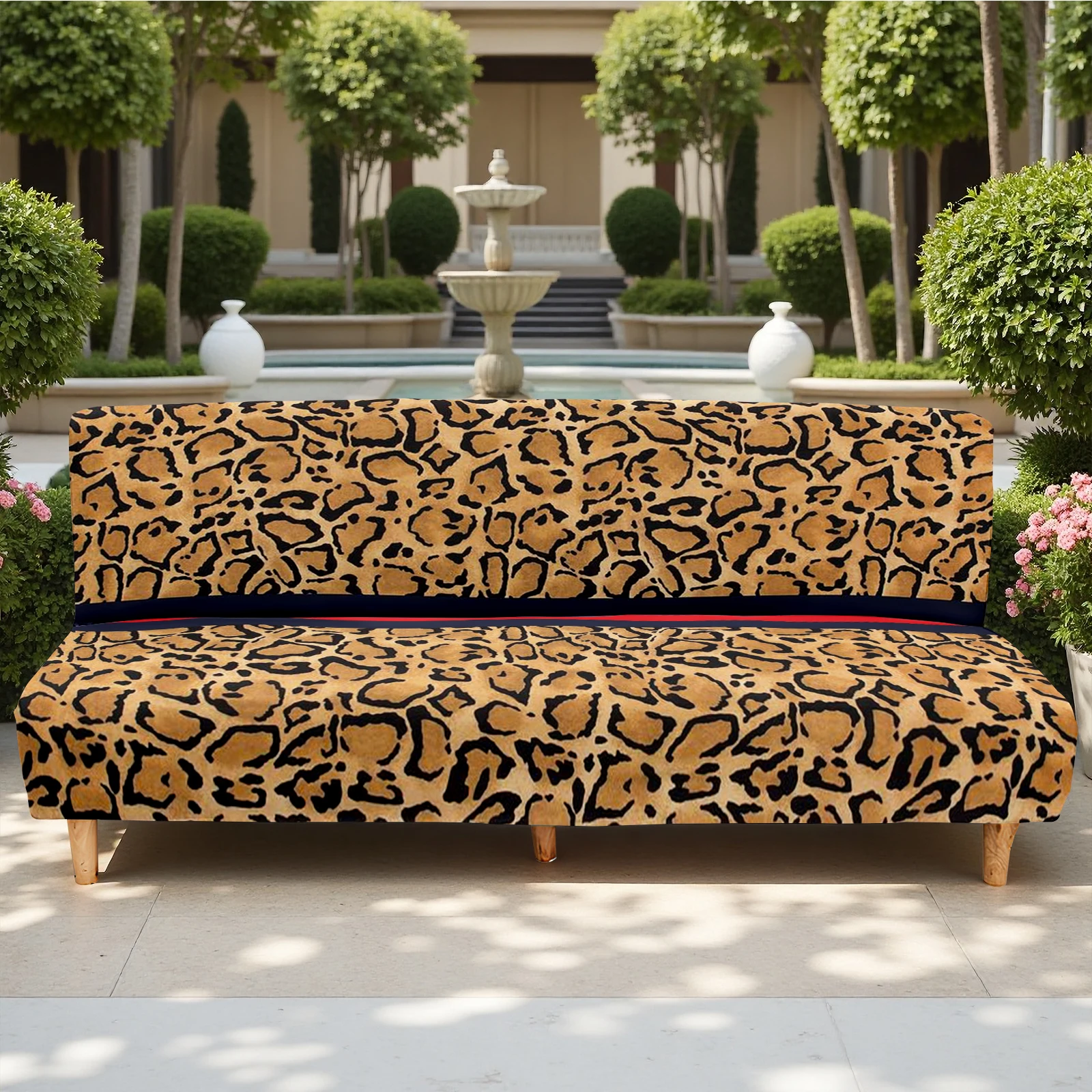 Leopard Print Elastic Sofa Bed Cover, Summer Outdoor & Indoor Universal, Milk Silk Fabric, Pet - Friendly,