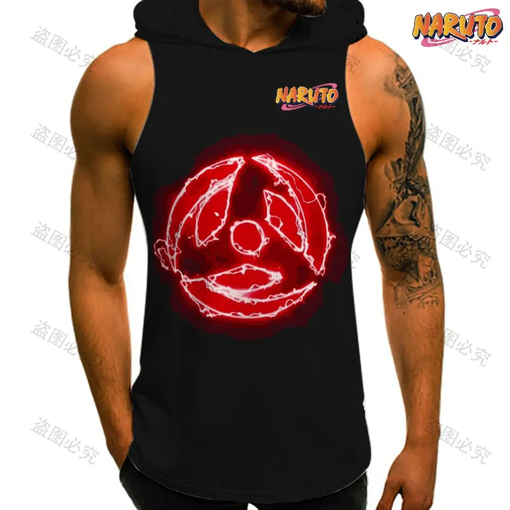 Essentials Men's Clothes Naruto Streetwear Vest Hooded Anime Fashion Clothing Y2k Bodybuilding Hip Hop Sleeveless Shirts New Gym