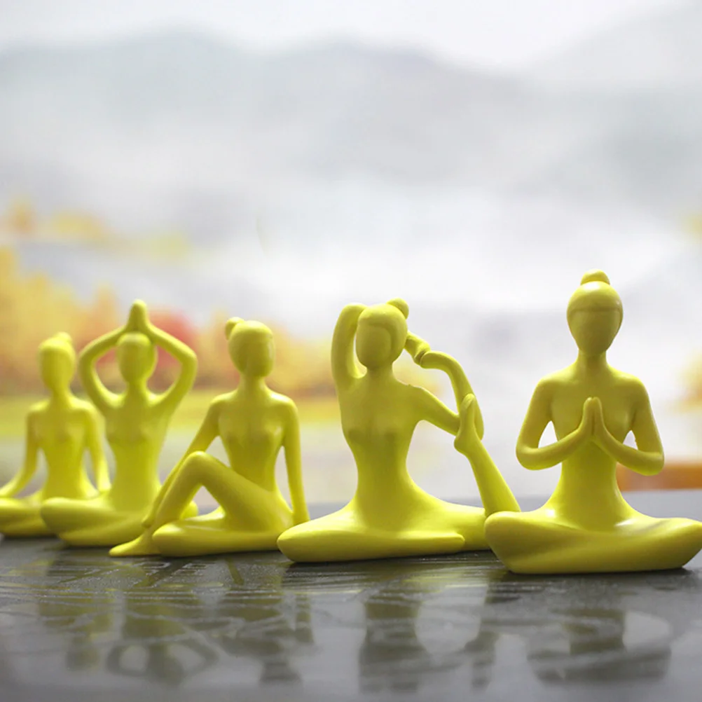 

5Pcs Resin Yoga Meditation Decor Desktop Ornament for Home Office Bedroom Living Room Tabletop Resin Craft Gifts