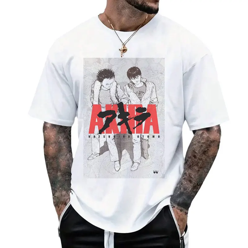Akira Cyberpunk City Explosion Gift T‑Shirt Katsuhiro Otomo Retro Manga Shotaro Kaneda Neo‑Tokyo Anime Print Short Sleeve Tops