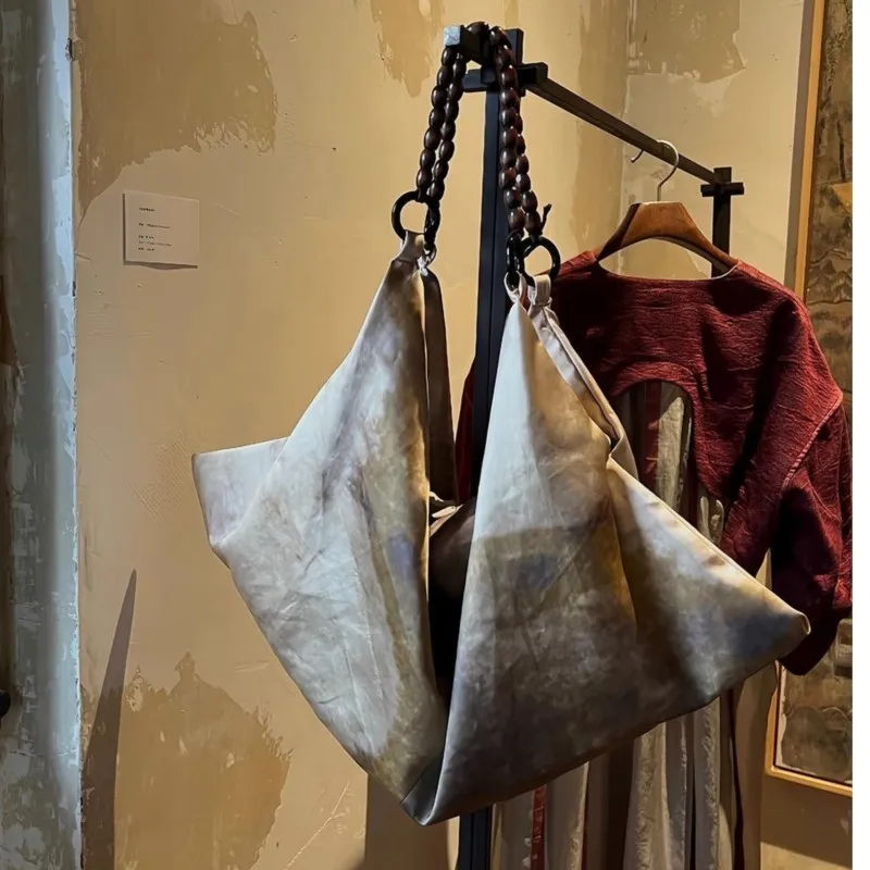 JIAERDI Retro Large Capacity Tote Bag Women High Street Beading Chic Casual Handbag Ladies Hot Girls Vintage Shoulder Bags New