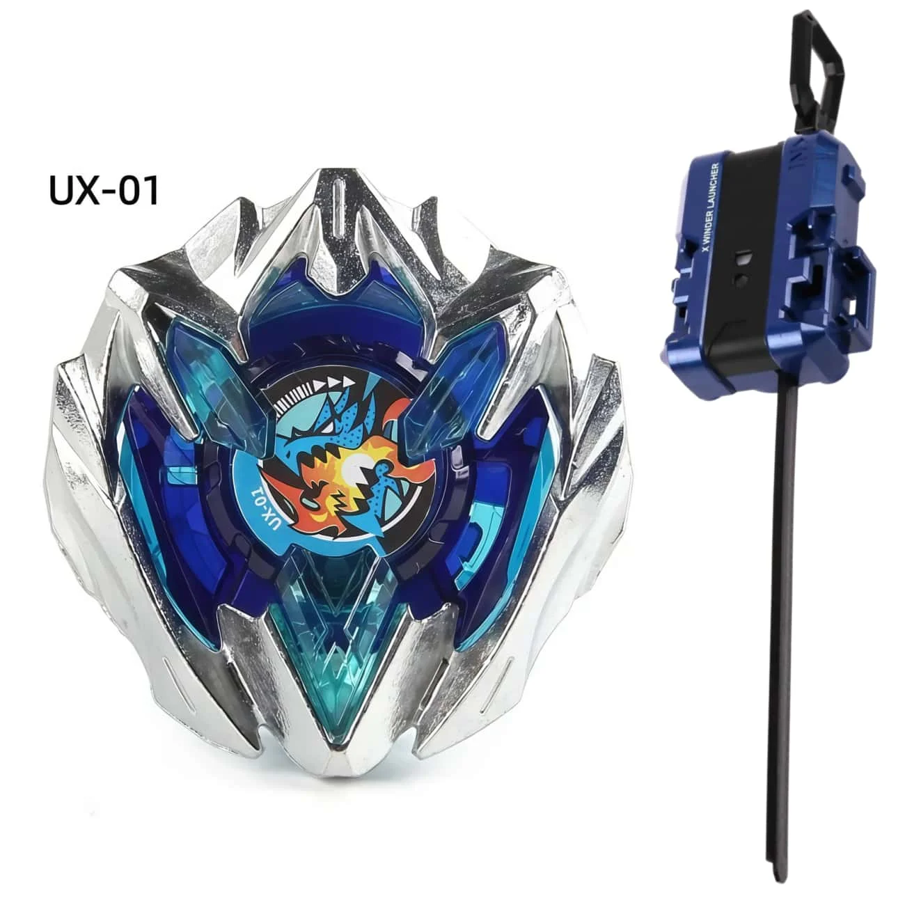 Takara Tomy UX-01 Dran Buster 1-60A Silberblau Multi Nana-iro Exklusiver Angriffs-Kampf-Spinnkreisel für Jungen, Sammler-Gyro-Spielzeug – Detail 5