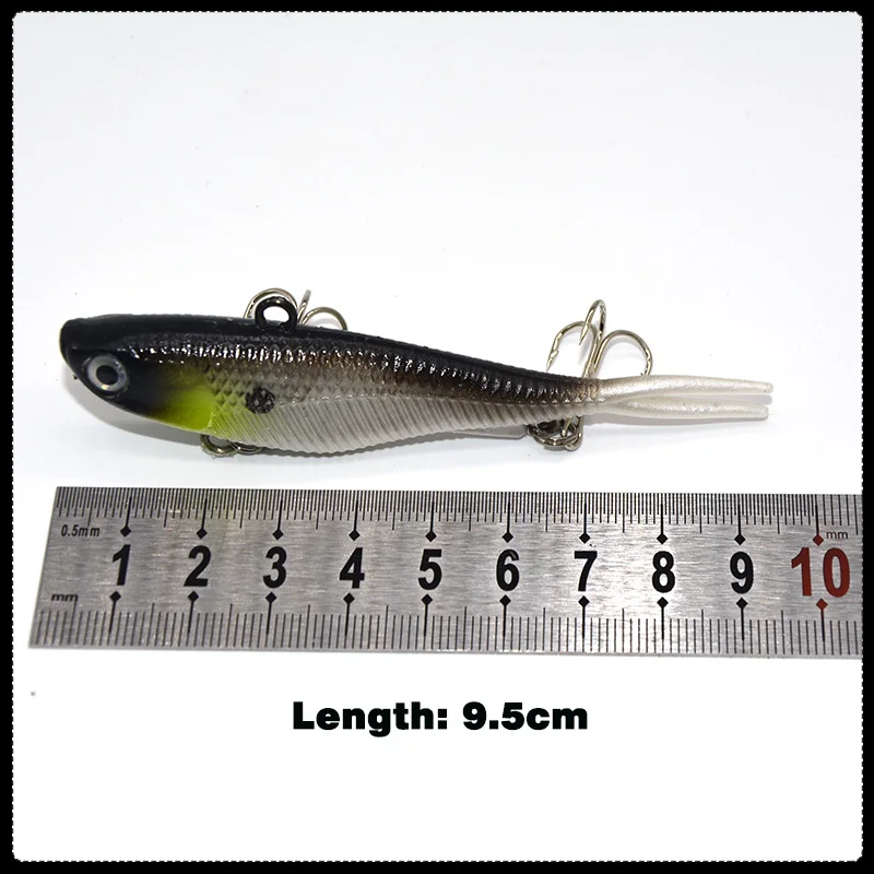 TAKEDO TK166 Weicher PVC-Köder VIB Metall-Jigkopf Fischköder für Barsch-Angeln mit Dreifachhaken, sinkender weicher Jig-Köder – Detail 9