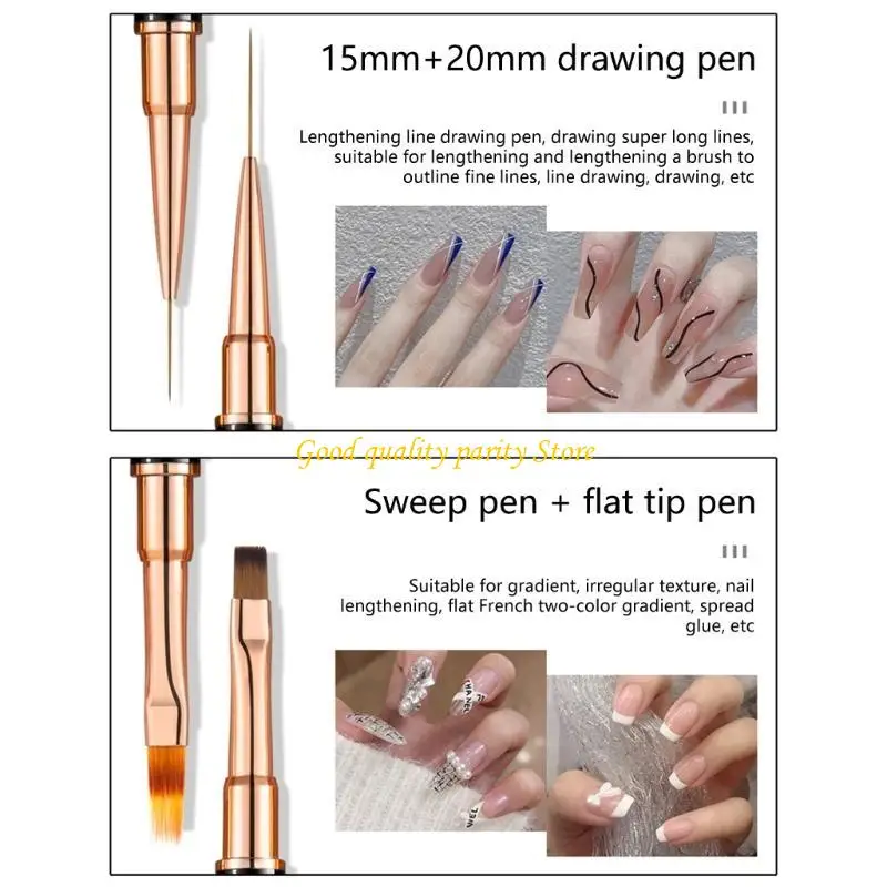 

M4YA Professional Nails Art Brush Pack 5Pcs Versatile Double Tip Set for Paints and Nails Liner Brushes Manicure Decoration