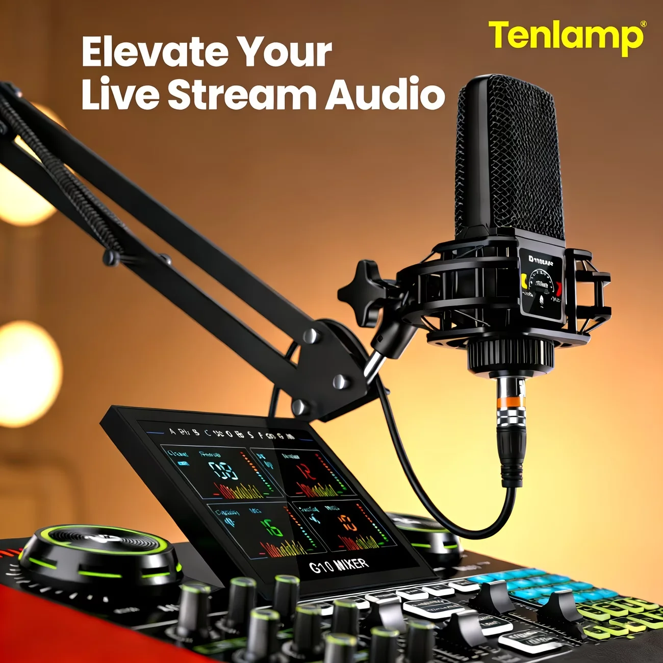 

Tenlamp G10 Professional Microphone Bundle with Voice Changer & Reverb Kit for Podcasting, Influencers, Kols, Singing, Gaming, And Djing. This Controller Equipment Is Designed for Studio-Quality Recording And Electronic Music Mixing