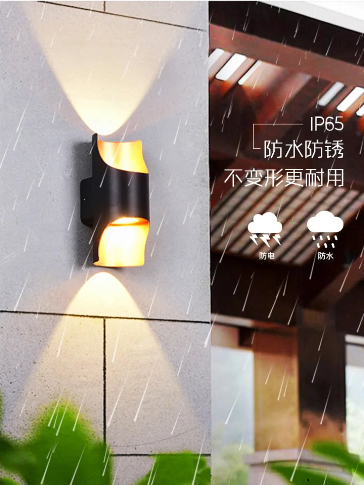 Modern Minimalist Outdoor Waterproof Led Wall Light For Hotels Decor Black Aluminum Material Wall Sconce Light Double Light