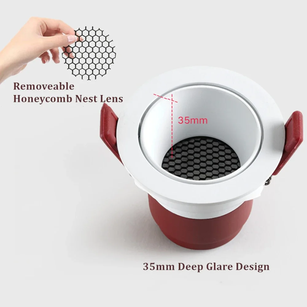 

Honeycomb Nest Lens Anti-Glare Recessed LED Downlights 12W Angle Adjust Ceiling downlights 15W Spot Lights Kitchen Living Room