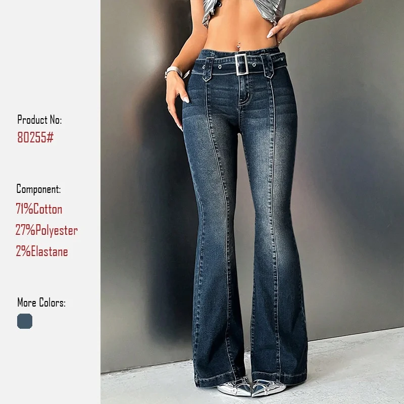 

Slimming Long Jeans for Women American Style Bootcut Denim Pants Floor-Length Trousers for Ladies calça jeans feminina