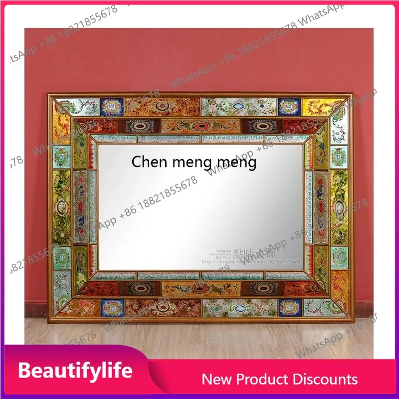 A17 Handicraft painted retro B & B ethnic wall mirror makeup mirror