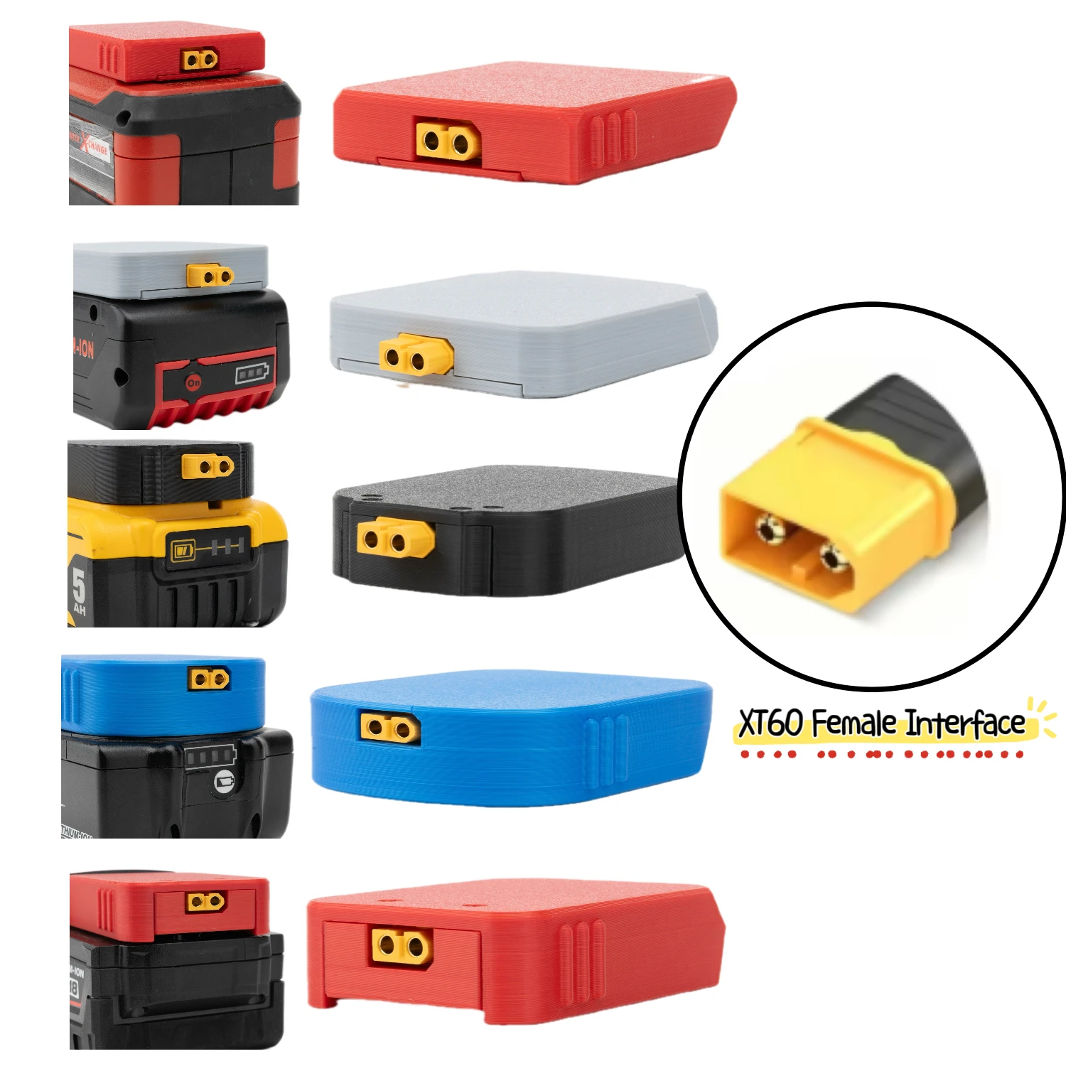 For OZITO/DeWalt/Makita/Milwaukee /Bosch 18/20V Battery for DIY Equipment ModificationTools XT60 Female Holder Battery Adapter f