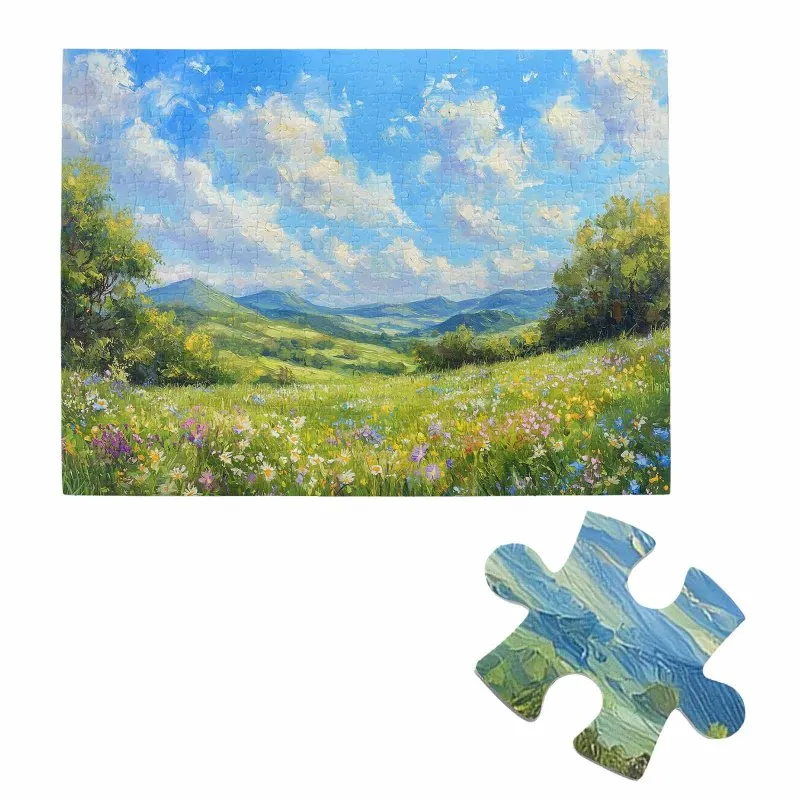 

500pcs Jigsaw Puzzle for Adults - Flower meadow, blue sky, vibrant landscape Jigsaw Puzzle