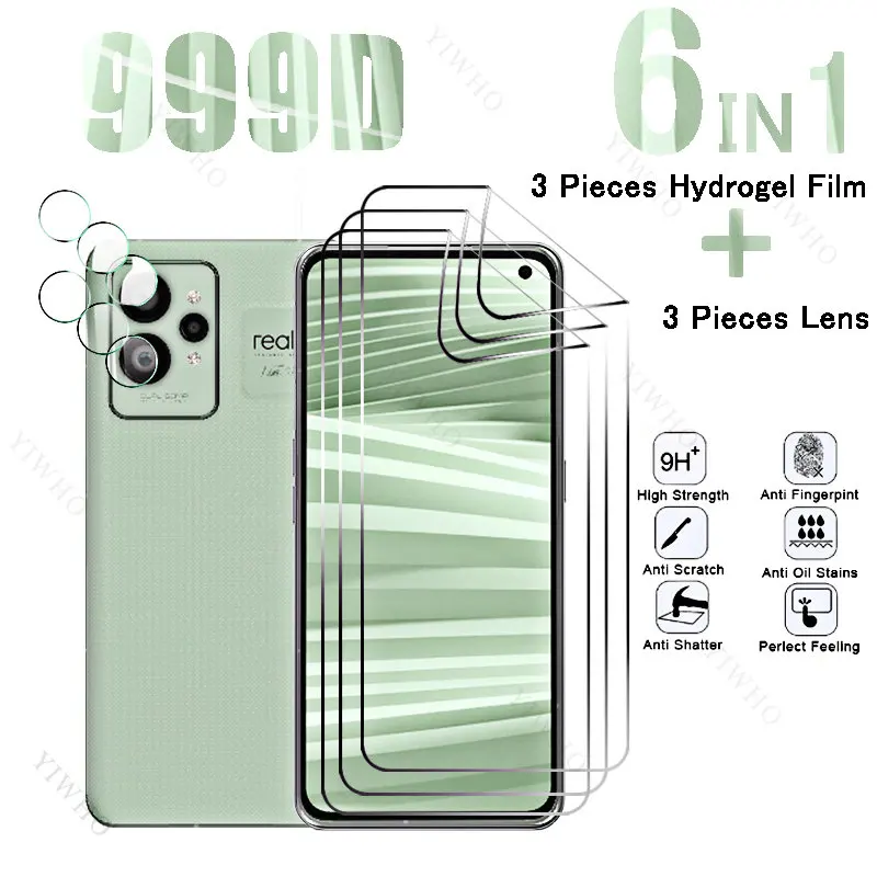 Realme GT2 Pro용 풀 커버 하이드로겔 필름, 안전 화면 보호기, Realme G T 2 GT 2 RMX3301, 6.7 인치 카메라 렌즈 HD, 6in 1