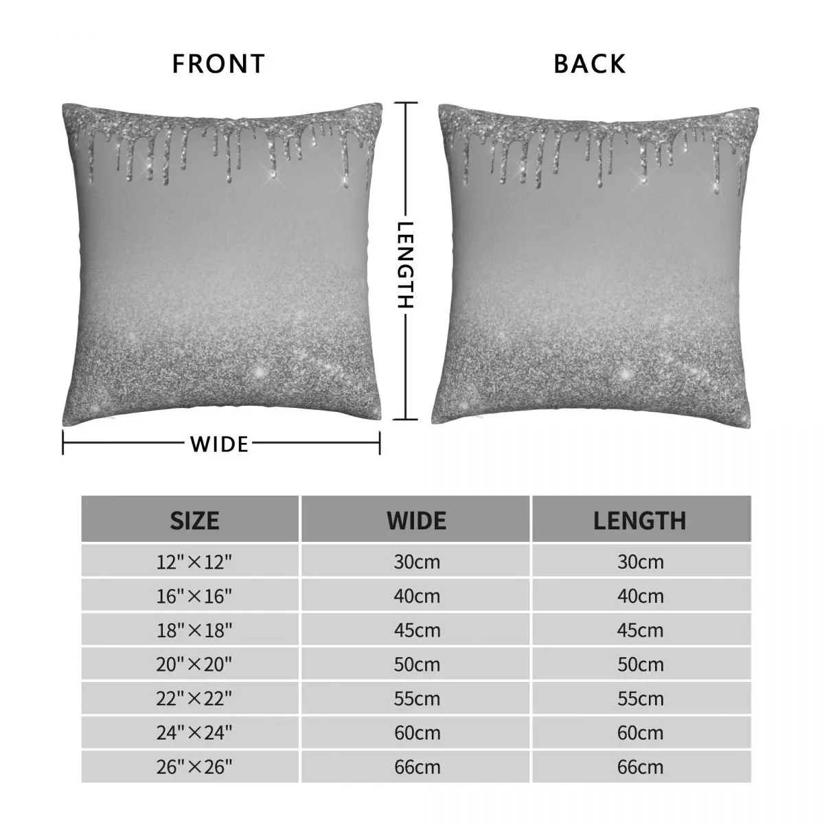 Silver Dripping Glitter Pillowcase Polyester Linen Velvet Creative Zip Decor Pillow Case Bed Cushion Cover