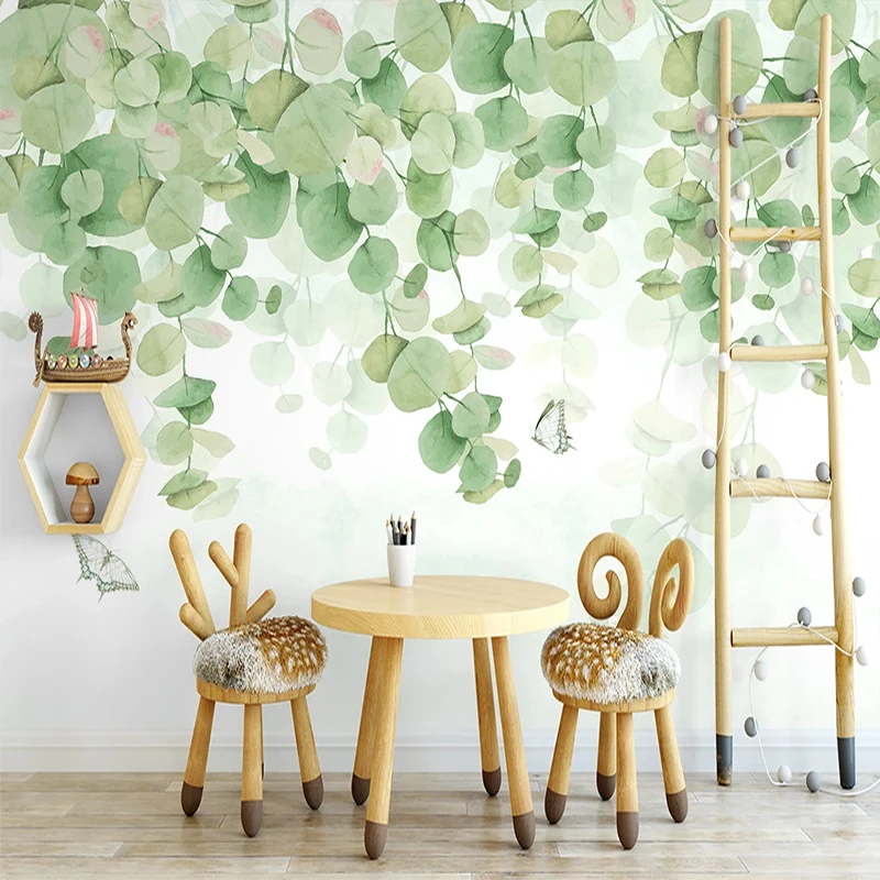 Custom Large Size 3D Mural Wallpaper Green Leaves Plants Wall Painting Living Room Bedroom Home Decoration Papel De Parede