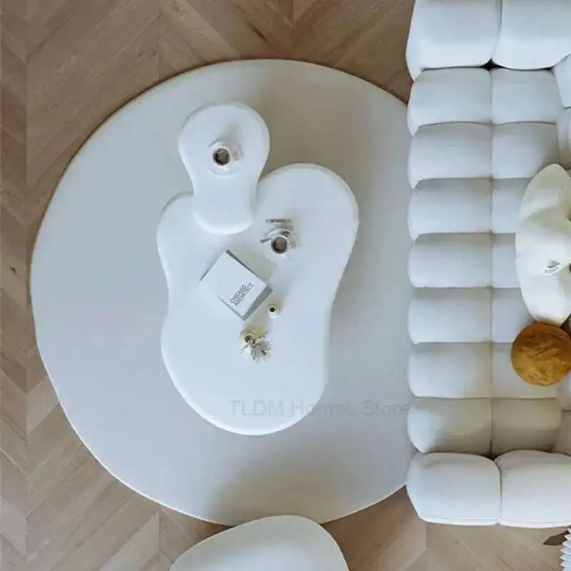 Mesas de cafetería modernas para sala de estar, muebles de cafetería, mesa de centro blanca Irregular, serie crema creativa, mesas de centro grandes de lujo