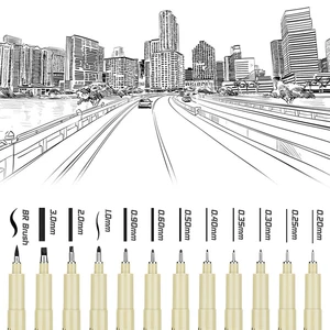 Waterproof Micro Fineliner Drawing Art pens, 12 -pointed art brush set, drawing, technique, drawing, illustration, diary, 12 pieces 8 Main Sales Brush Watercolor - №3