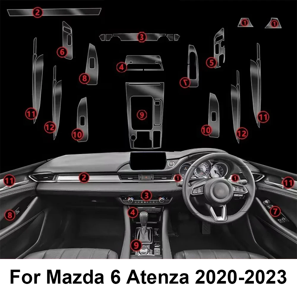 Transparente TPU-Mittelkonsole für den Innenraum für Mazda 6 Atenza 2020-2023, Schutzfolie, kratzfeste TPU-Schutzfolie – Detail 3