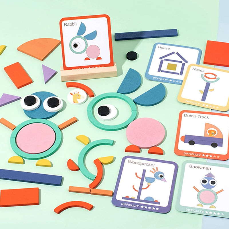 Wooden Creative Jigsaw Puzzles Stick Toys Intelligence Game Montessori Early Educational Toys Sensory Thinking For Children