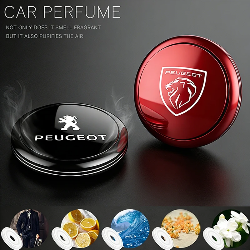 Accesorios decorativos para coche, ambientador de Metal, Perfume sólido, aromaterapia giratoria para Peugeot 206 207 308 607 208 407 301 406