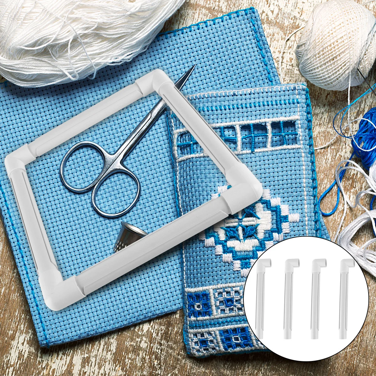 

1pc Embroidery Hoop Tools Square Plastic Clip Frame Durable For Cross Stitch Quilting Needlepoint Diy Craft Projects Clamp Frame