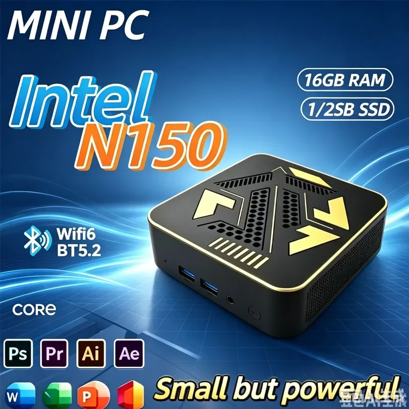 2026 Intel N150 Mini PC Gamer New Windows 11 16GB RAM 1TB/2TB SSD Portable Gaming Desktop Office Work Computer