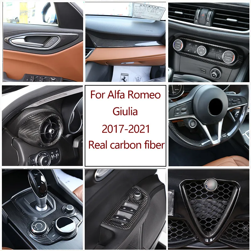 For Alfa Romeo Giulia 2017-2021 Car Styling 100% Real Carbon Fiber Car Interior Trim Sticker Accessories Car Modification