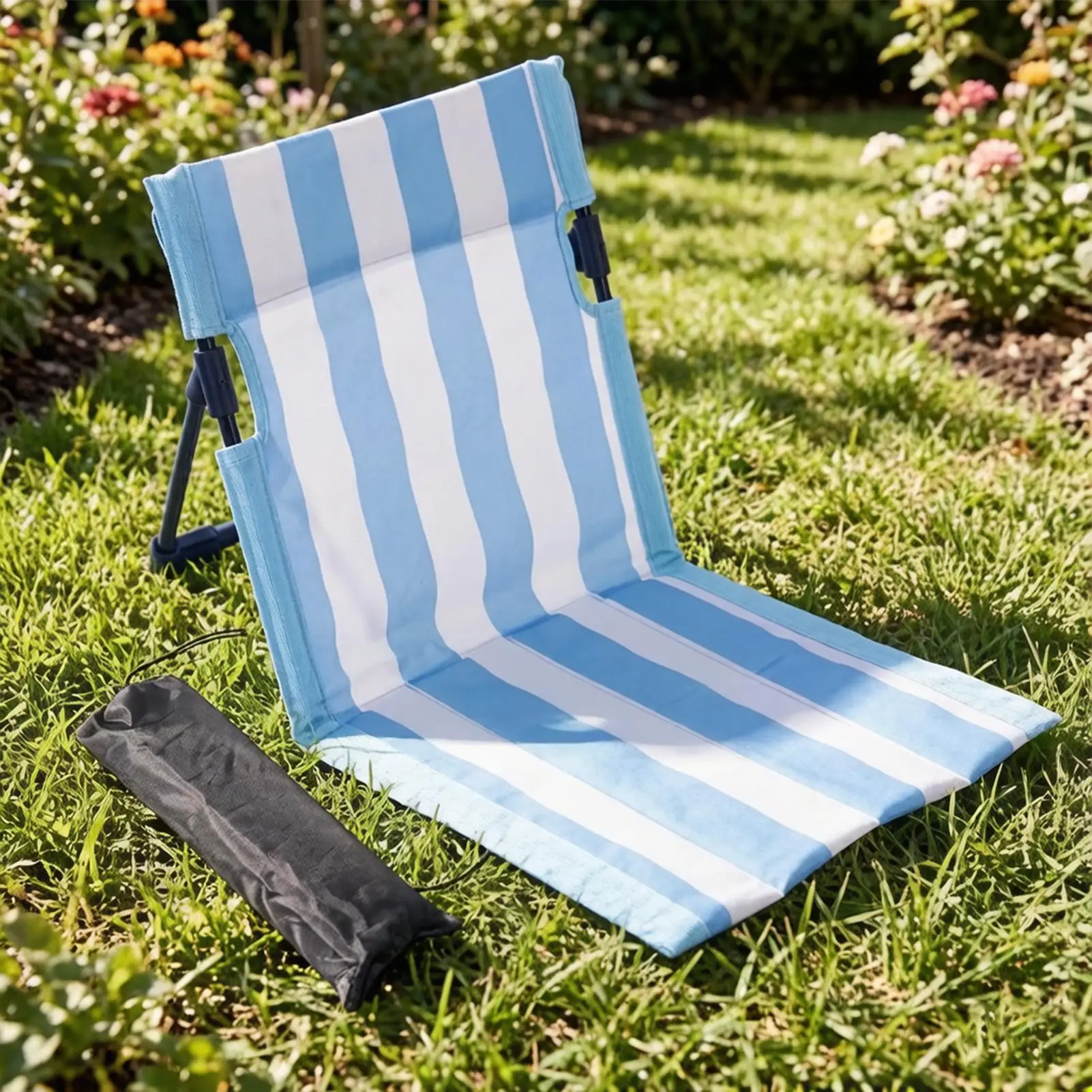 Relaxing Lounger Beach Chair Foldable Striped Seat With Lumbar Support Beach Folding Chair For Camping Patio Pool Lawn Garden