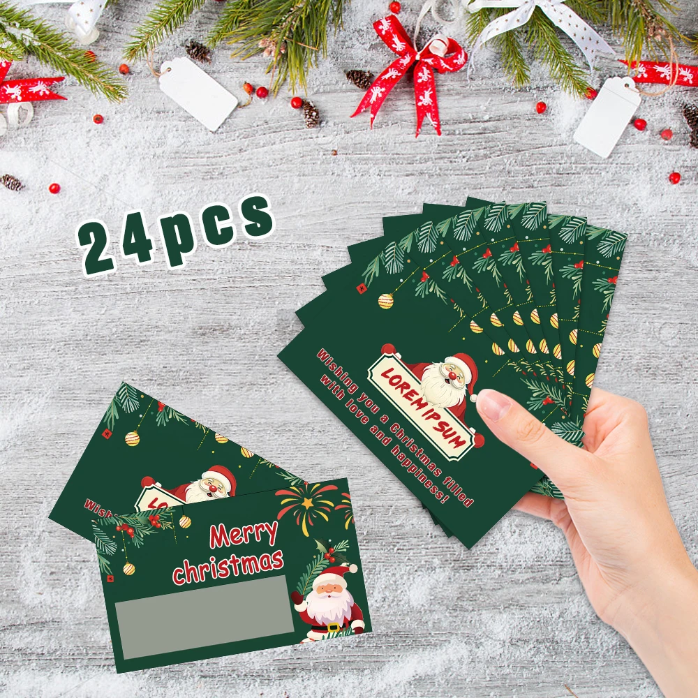 مجموعة بطاقات ملاحظات فارغة مكونة من 24 قطعة، بطاقات خدش سعيدة لعيد الميلاد، زينة للحفلات، هدايا عيد الميلاد، هدية عيد الميلاد للعام الجديد