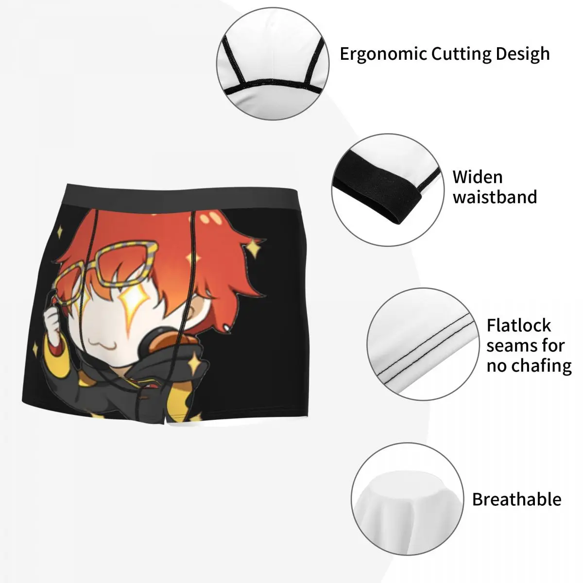 Humor boxer mystic messenger sparkly 707 emoticon shorts calcinha cuecas masculinas cueca macia para homme mais tamanho