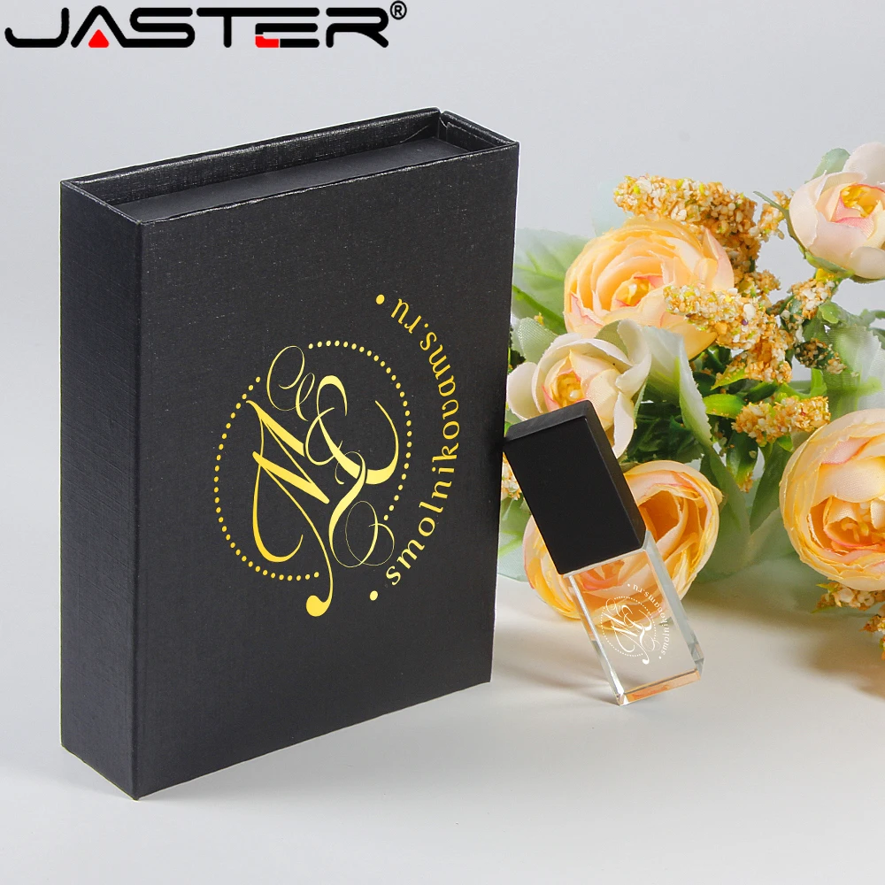JASTER Crystal USB 2.0 Flash Drives 128GB Free Custom Logo High Speed Pen Drive 64GB 32GB Memory Stick 16GB Creative Gift U Disk