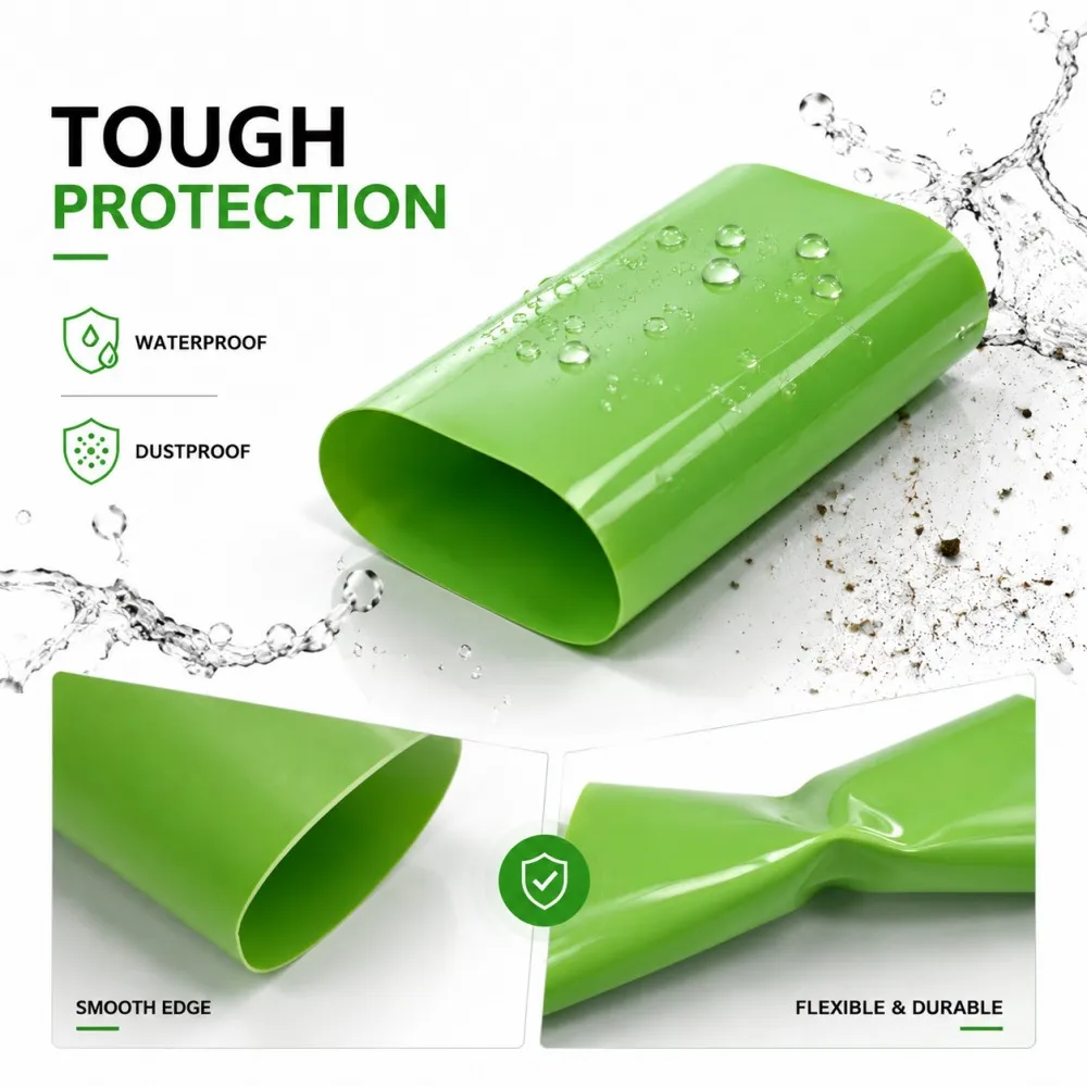 18650 Lithium Battery  PVC Heat Shrink Tube  30-100mm Width Green Lithium Battery Film  Packaging Protection Insulation Sleeve