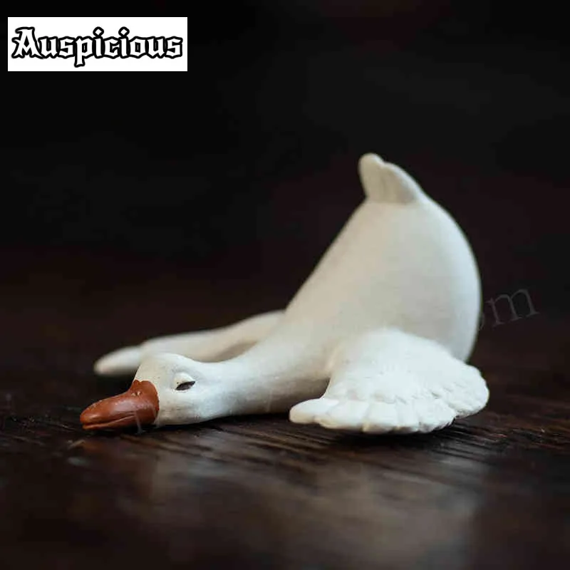 Chinese Yixing Yellow Duck Sculpture Purple Clay White Goose Tea Pet Ornament Handmade Tea Figurine Craft Decoration Accessories - view 2