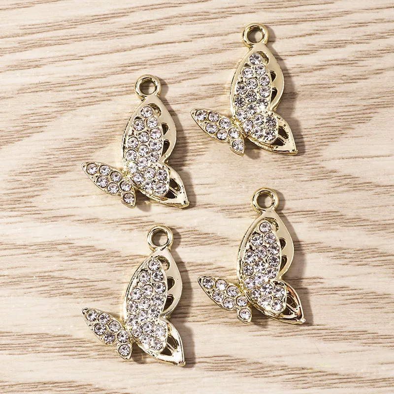 Tusember 10 Stück Exquisite Schmetterlingsanhänger in Goldfarbe, Kristall-Schmetterlingsanhänger für Schmuckherstellung, Mode-Ohrringe, Halsketten, DIY – Detail 19