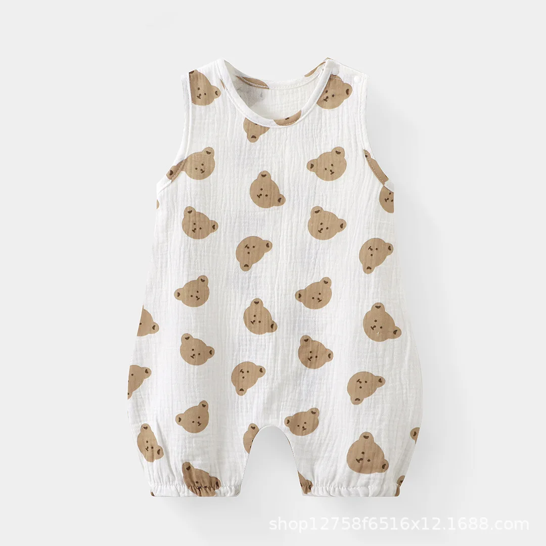 

2025 Baby bodysuit Baby one-piece cotton pajamas summer thin boys sleeveless pajamas girls vest nightgown children's loungewear