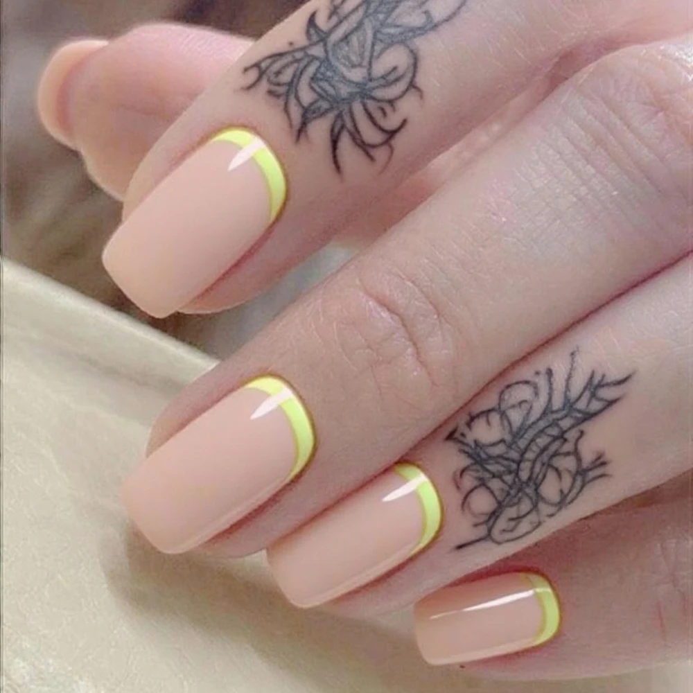 

24Pcs Acrylic French Fake Nails With Glue Long Square Shaped False Nails Press Ons For Woman DIY Manicure Wholesale Kits