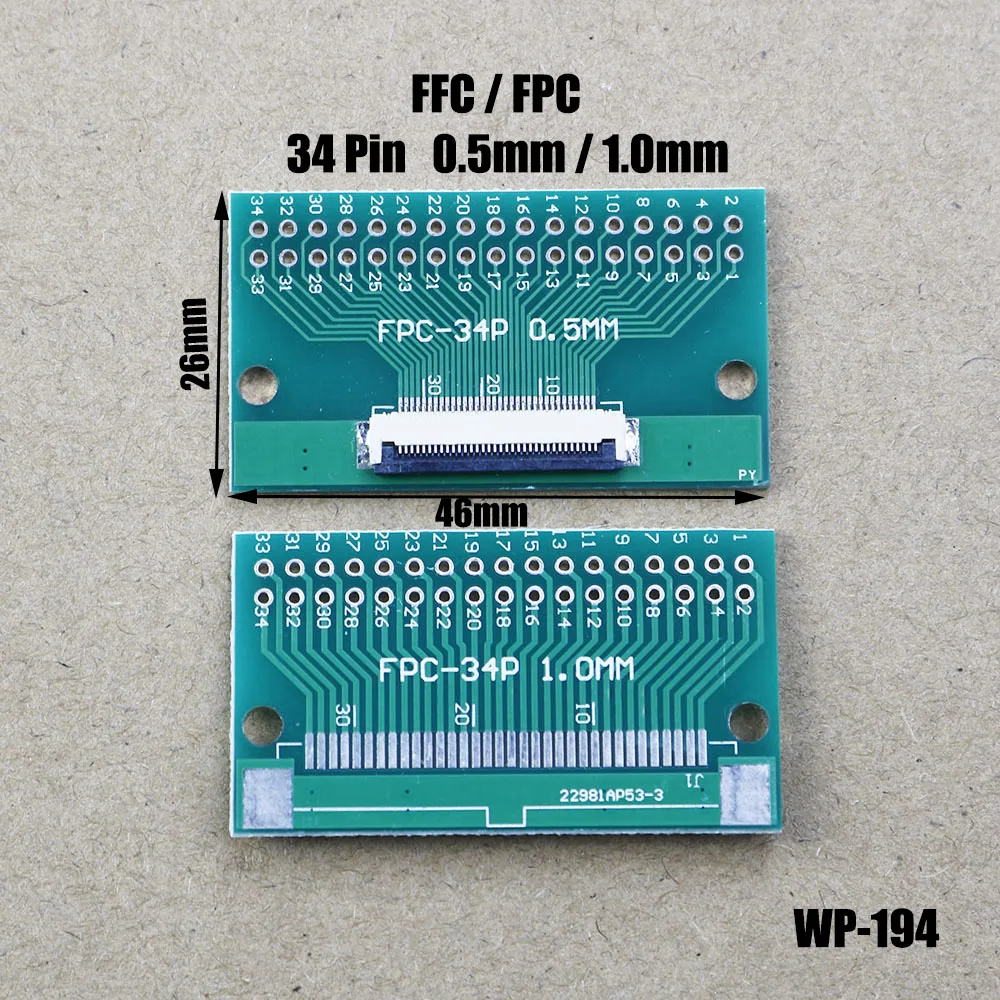 1pc 6/8/10/20/24/30/34Pin Double Sided FPC/FFC Soft Line Adapter Connector 0.5mm To 1.0mm Straight 2.54 Soft Line Adapter WP-194