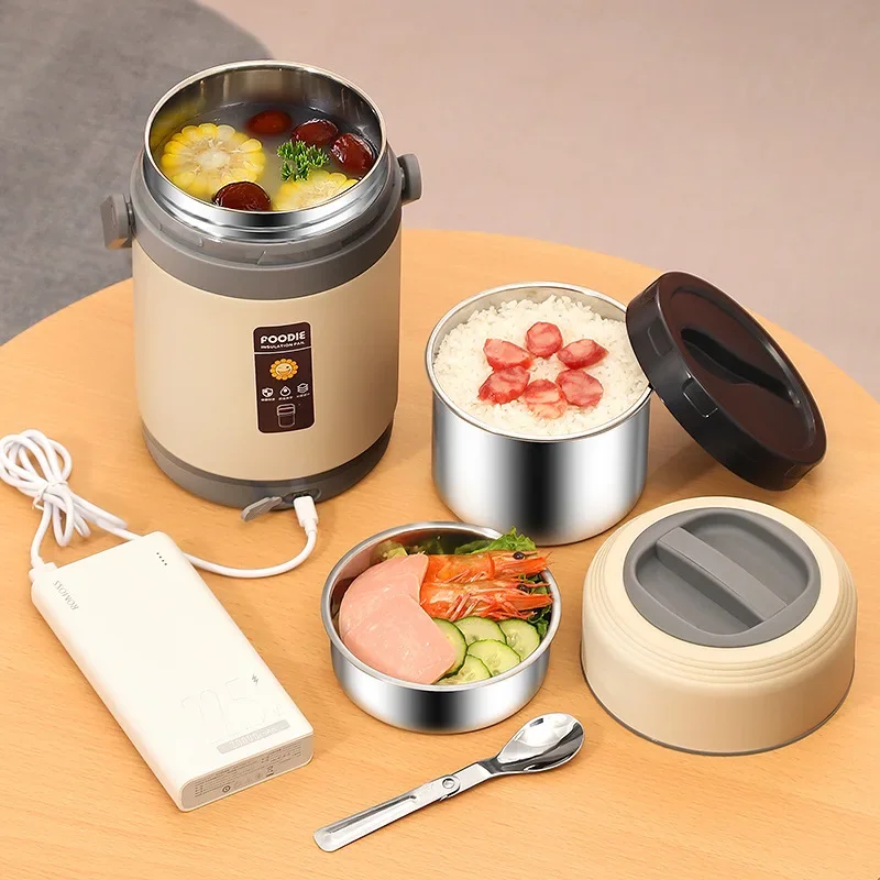 USB Insulated Lunch Box Portable Electric Heated Bento Box 304 Stainless Steel Food Warmer Container Office School Thermal Boxes