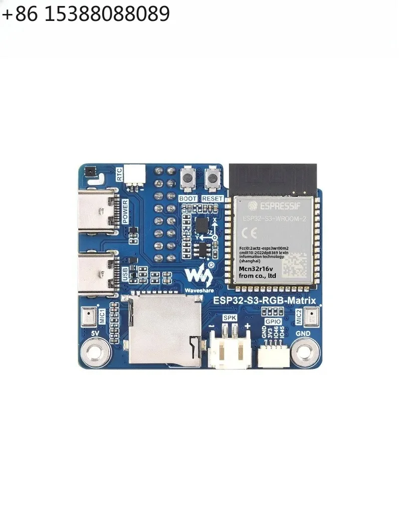Micro Snow ESP32-S3 RGB Matrix Driver Board with Dual Microphone Array Supporting Wi-Fi for 5.0 USB Type-C(1pcs)